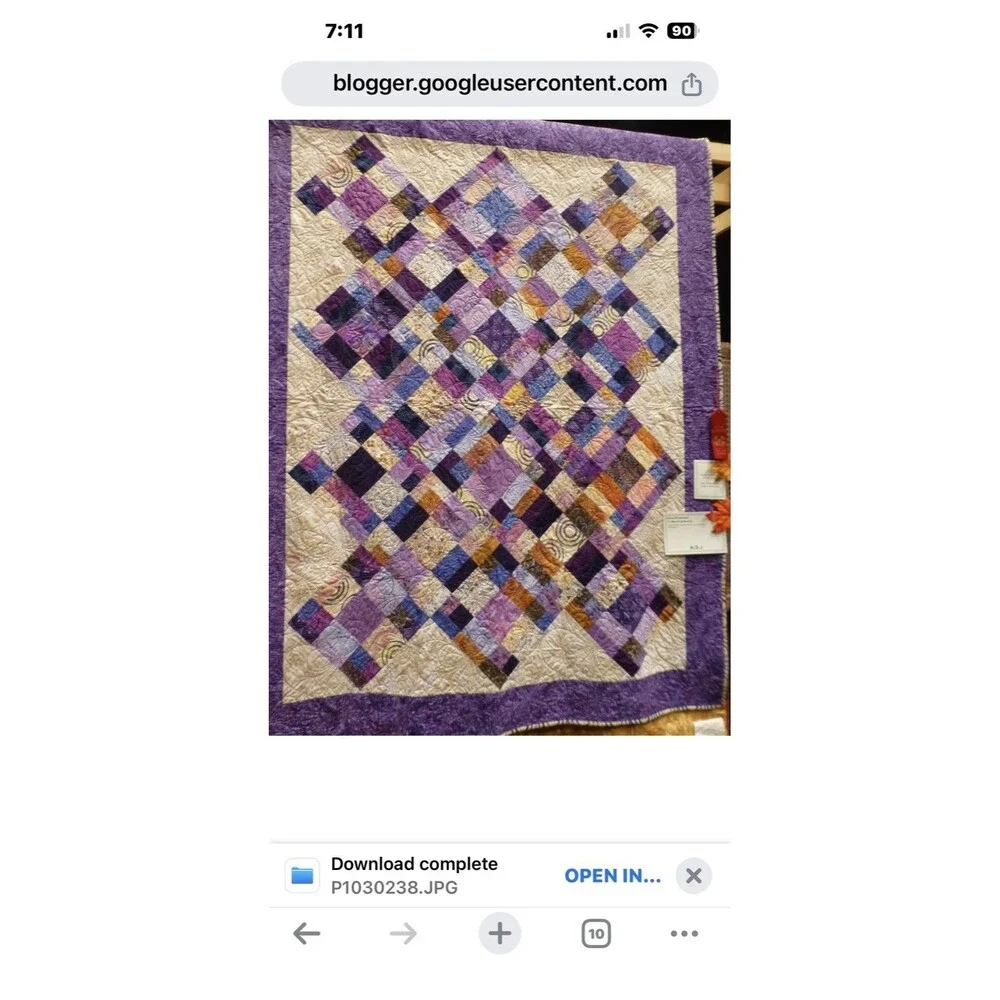 Cottage Core Hand Made QUILT Wall Hanging 75 X 58” Purple Napa Diamonds NEW